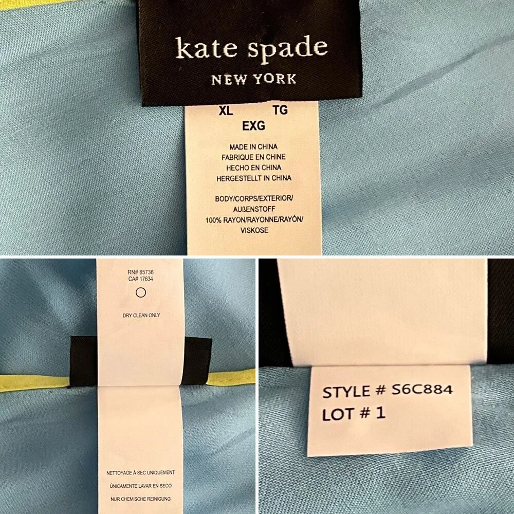 Kate Spade New York Midi Cover Up Tiered Dress Color Block Blue Green XL